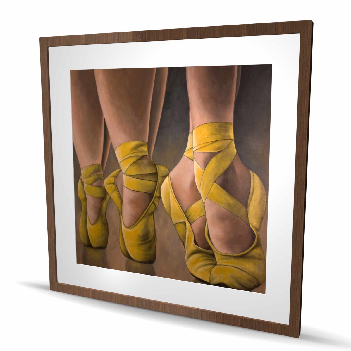 C1FM3636JMO35E 36 x 36 in. Synchronized Ballerinas - Yellow Framed Matted Print Decor