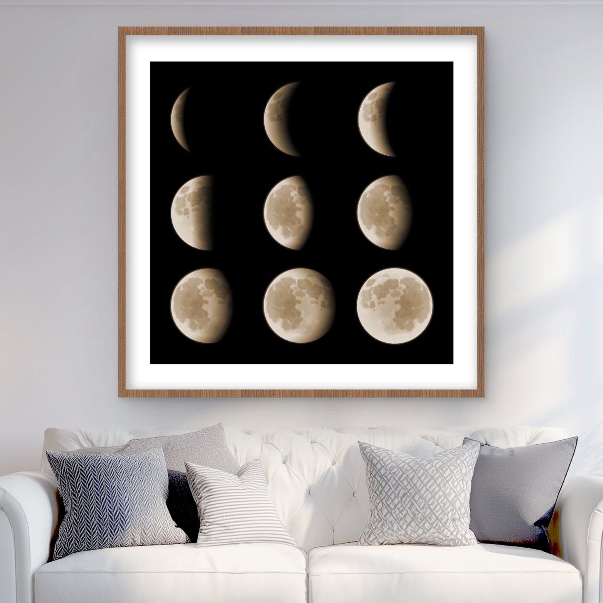 C1FM3636JRA3NI 36 x 36 in. Eclipse in Nine Phases - Framed Matted Print for Home Decor