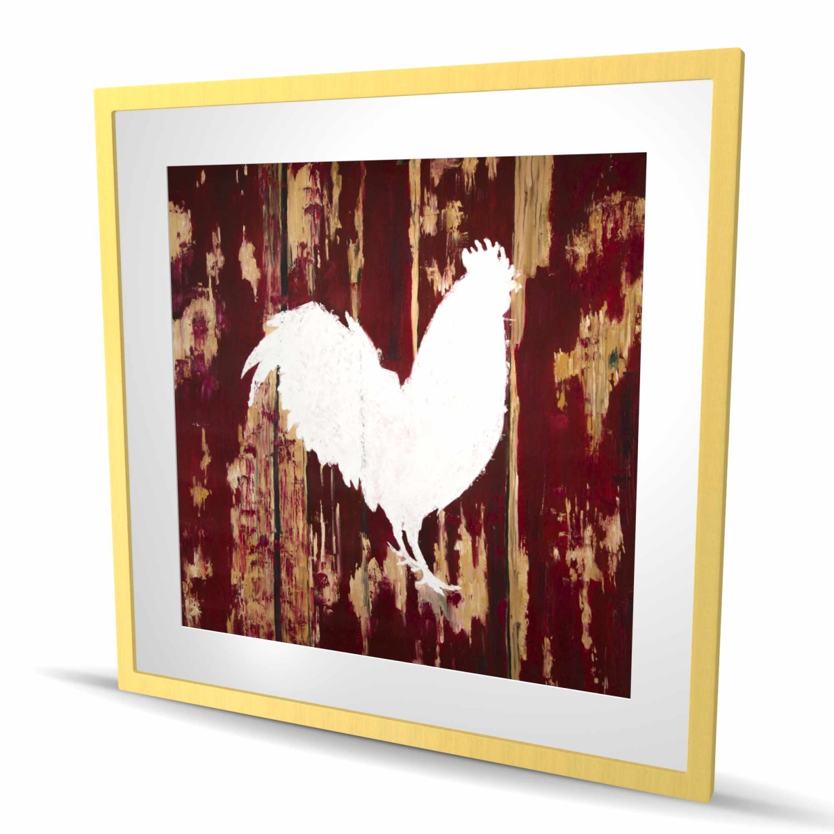 C1FM36361EU2SK 36 x 36 in. Rooster Silhouette - Red Kitchen Framed Matted Print Decor