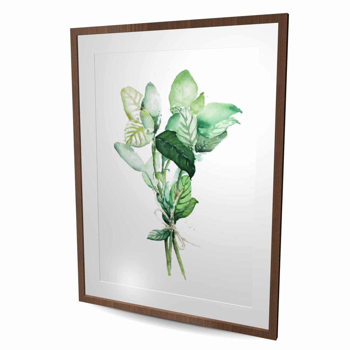 C1FM3648FT3O5E 36 x 48 in. Tied Up Basil Leaves Bundle - Kitchen Framed Matted Print