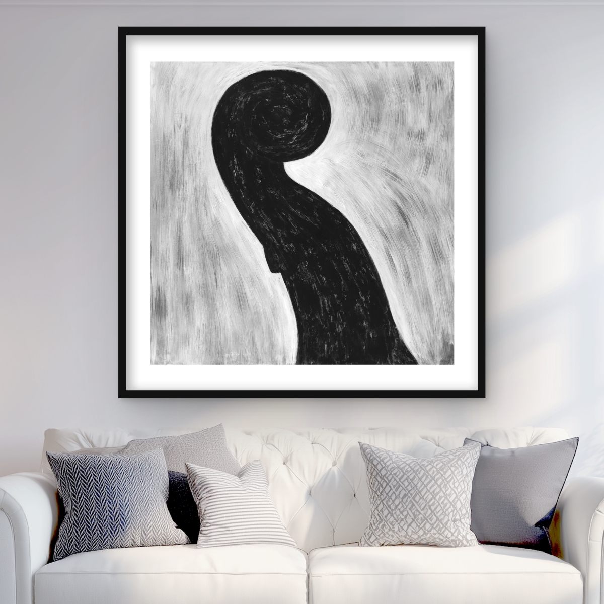 C1FM3636QSQ7FP 36 x 36 in. Scroll Violin - Black & White Musical Framed Print for Decor