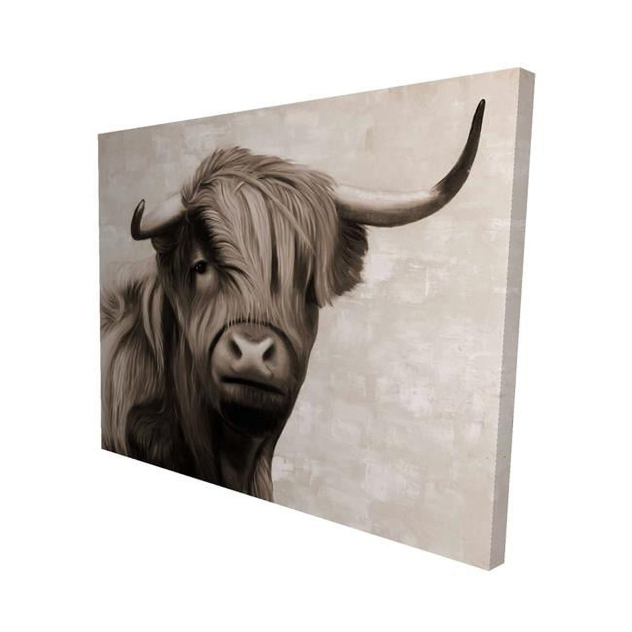 16 x 20 in. Highland Cattle Sepia-Print on Canvas
