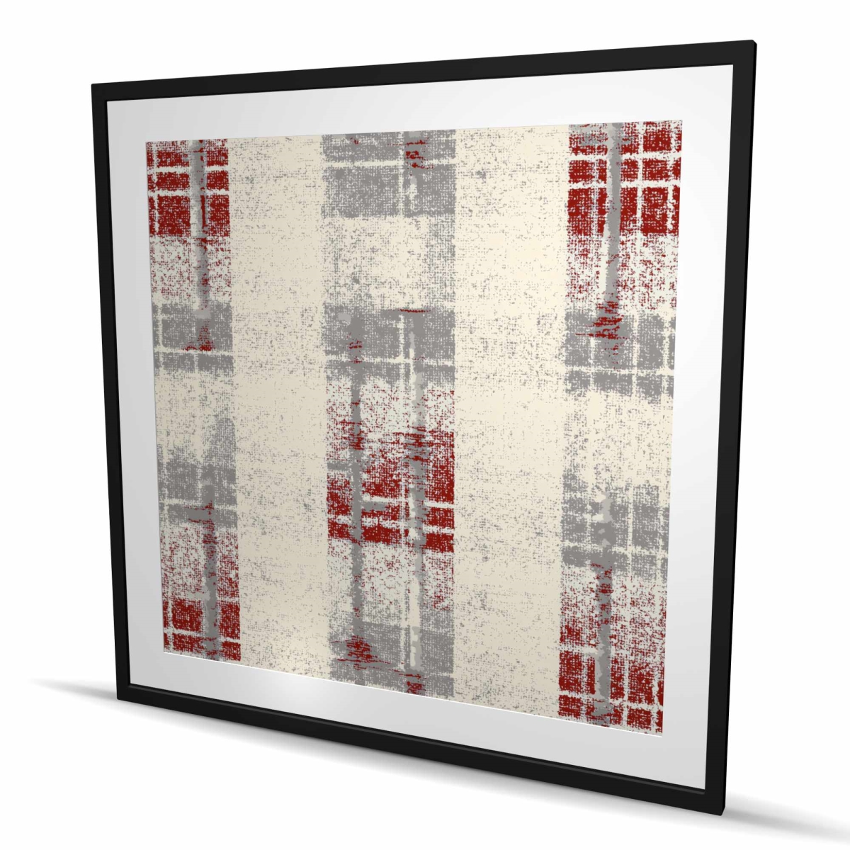 C1FM48482D4YAT 48 x 48 in. Grunge Red Pattern - Gray Framed Matted Print for Home Decor