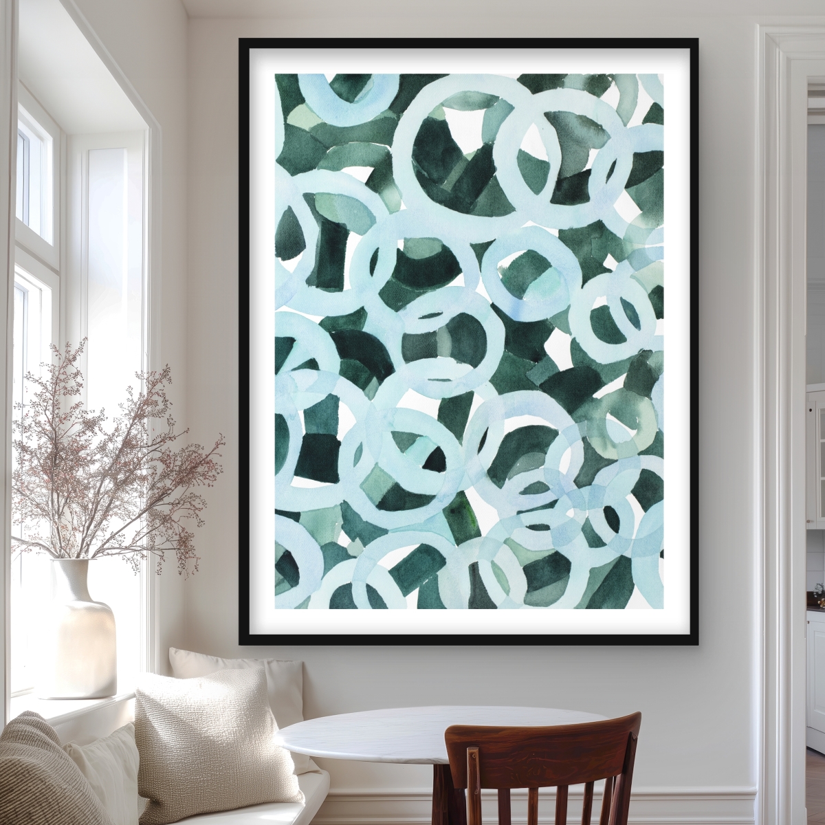 C1FM3648G4Q8G4 36 x 48 in. Abstract Circles - Framed Matted Print for Home Decor