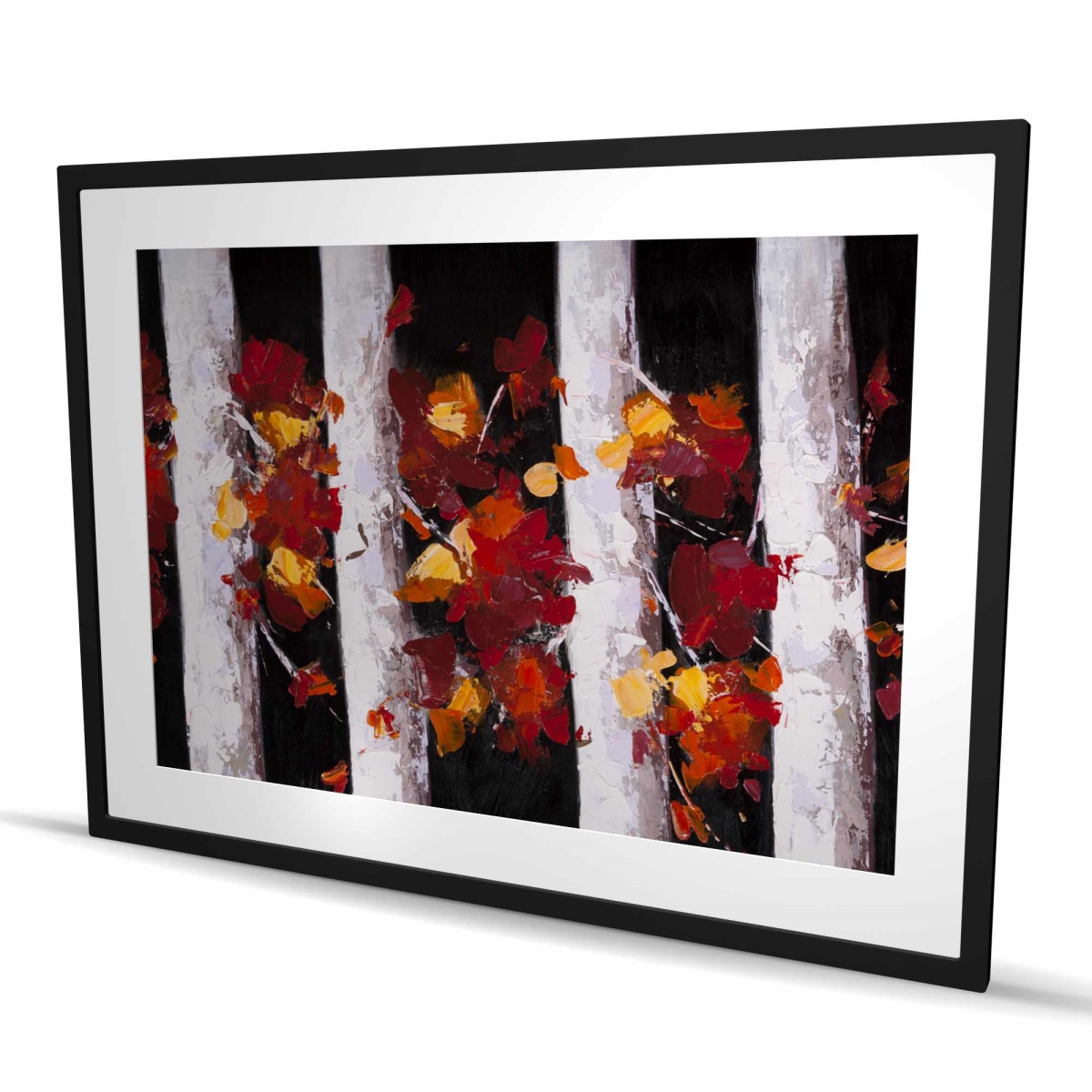 C1FM3648DVY05L 36 x 48 in. Trees & Fall Leaves - Seasons White Framed Matted Print