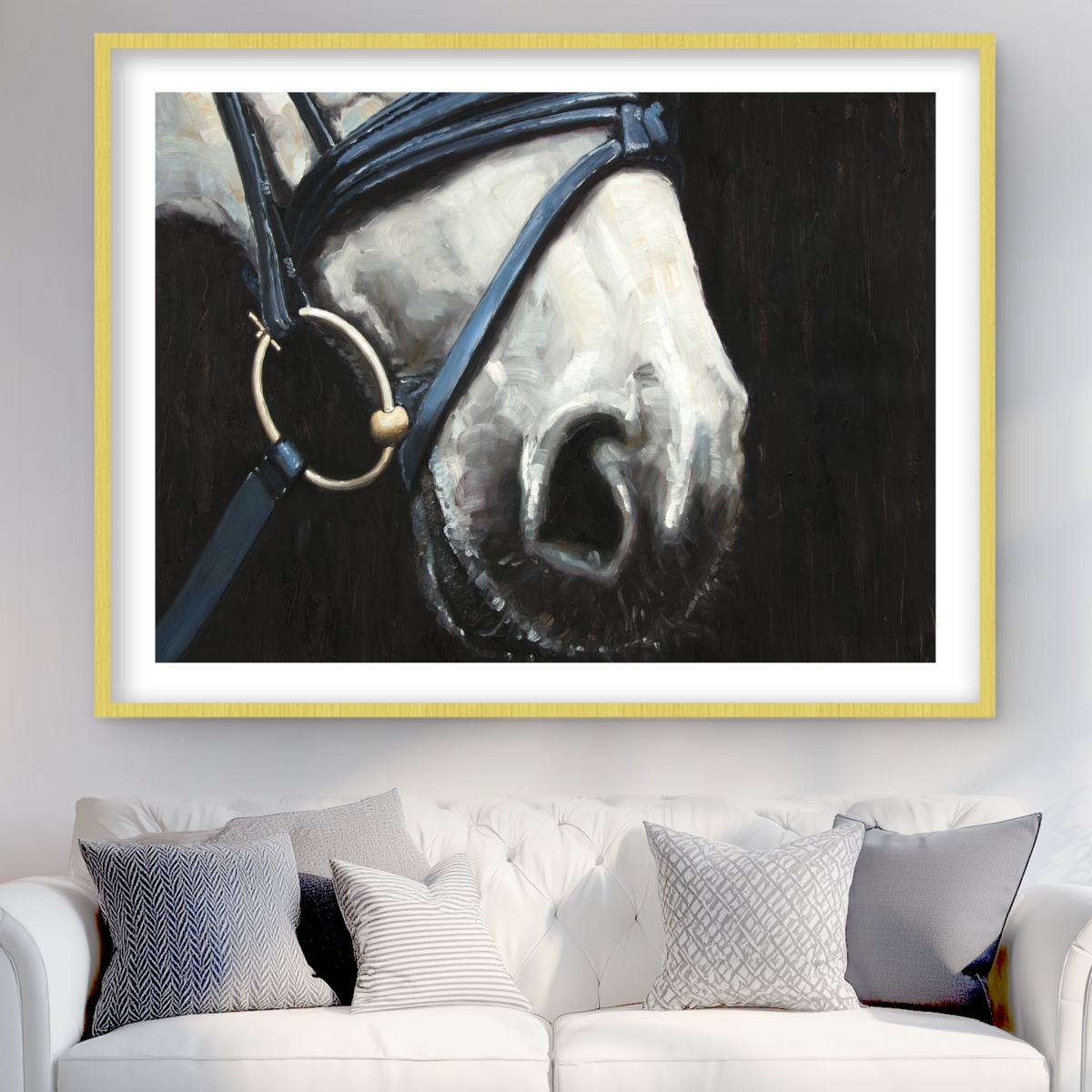 C1FM3648B7PD52 36 x 48 in. Horse with Harness - Rustic Animals Framed Matted Print