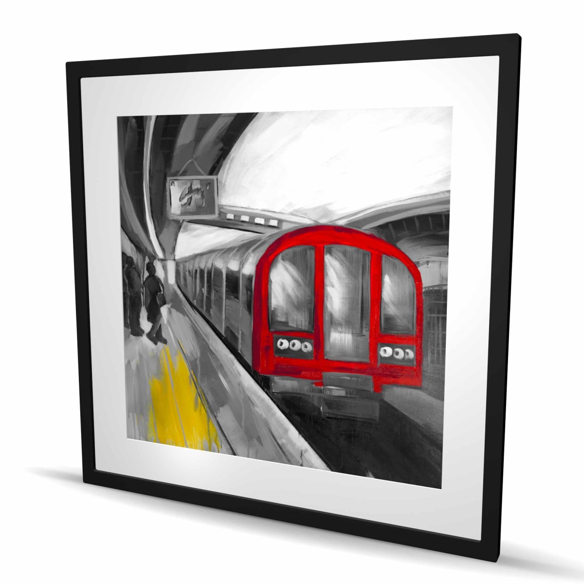 C1FM3636F0OTXT 36 x 36 in. Waiting Subway - Office Transportation Framed Matted Print