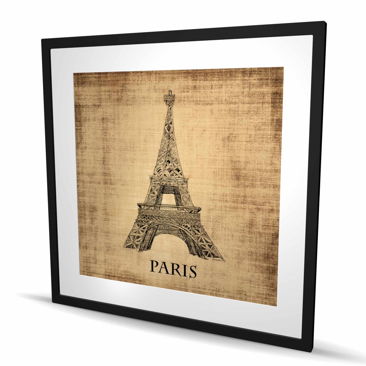C1FM363620MIIZ 36 x 36 in. Eiffel Tower Illustration - Framed Matted Print - Home Decor