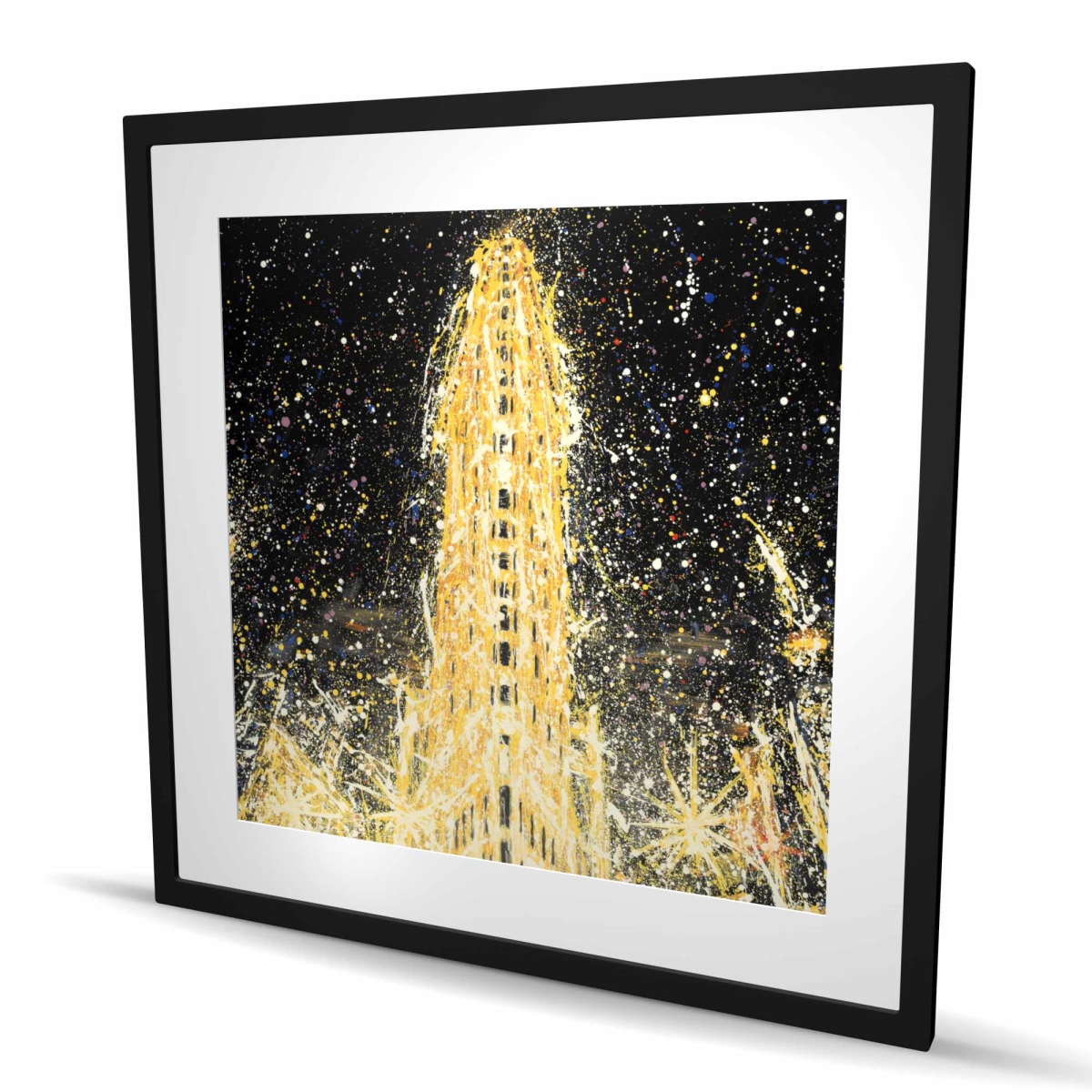 C1FM3636YIKDVH 36 x 36 in. Abstract Flatiron Building Print - Framed Matted Home Decor