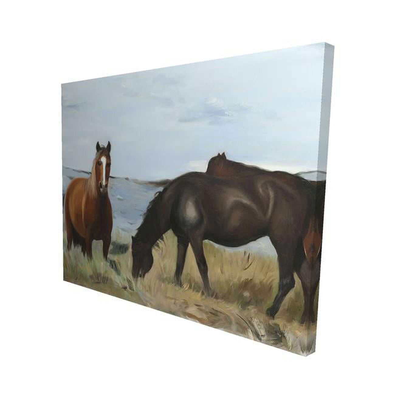 16 x 20 in. Horses Eating in the Meadow-Print on Canvas