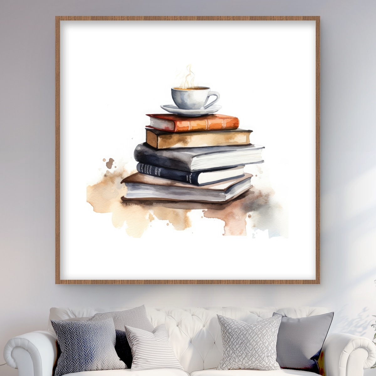 C1FM4848LLHAGO 48 x 48 in. Calming Books - Brown Minimalist Framed Matted Print Decor
