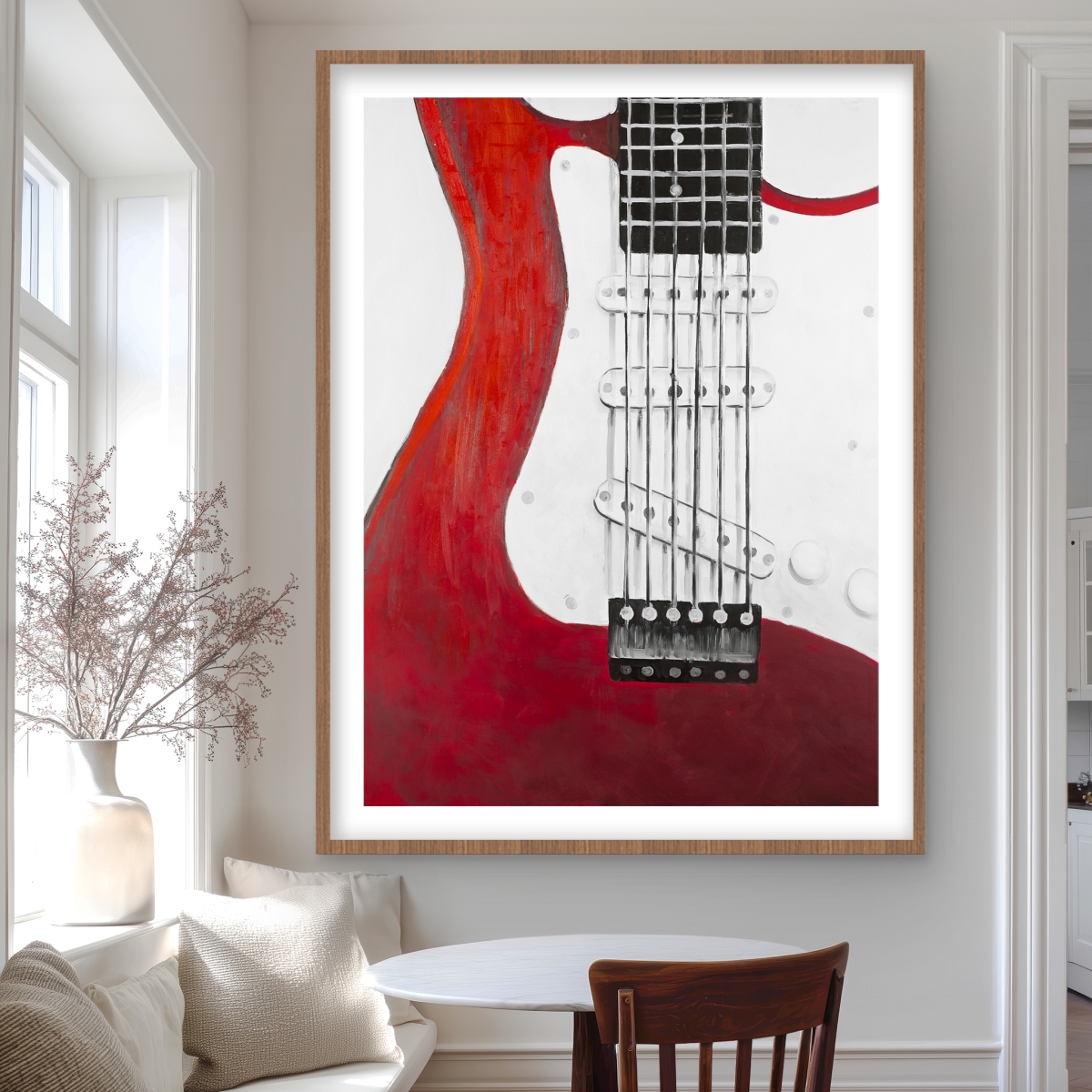 C1FM36487GLYAR 36 x 48 in. Red Electric Guitar - Contemporary Framed Print for Man Cave