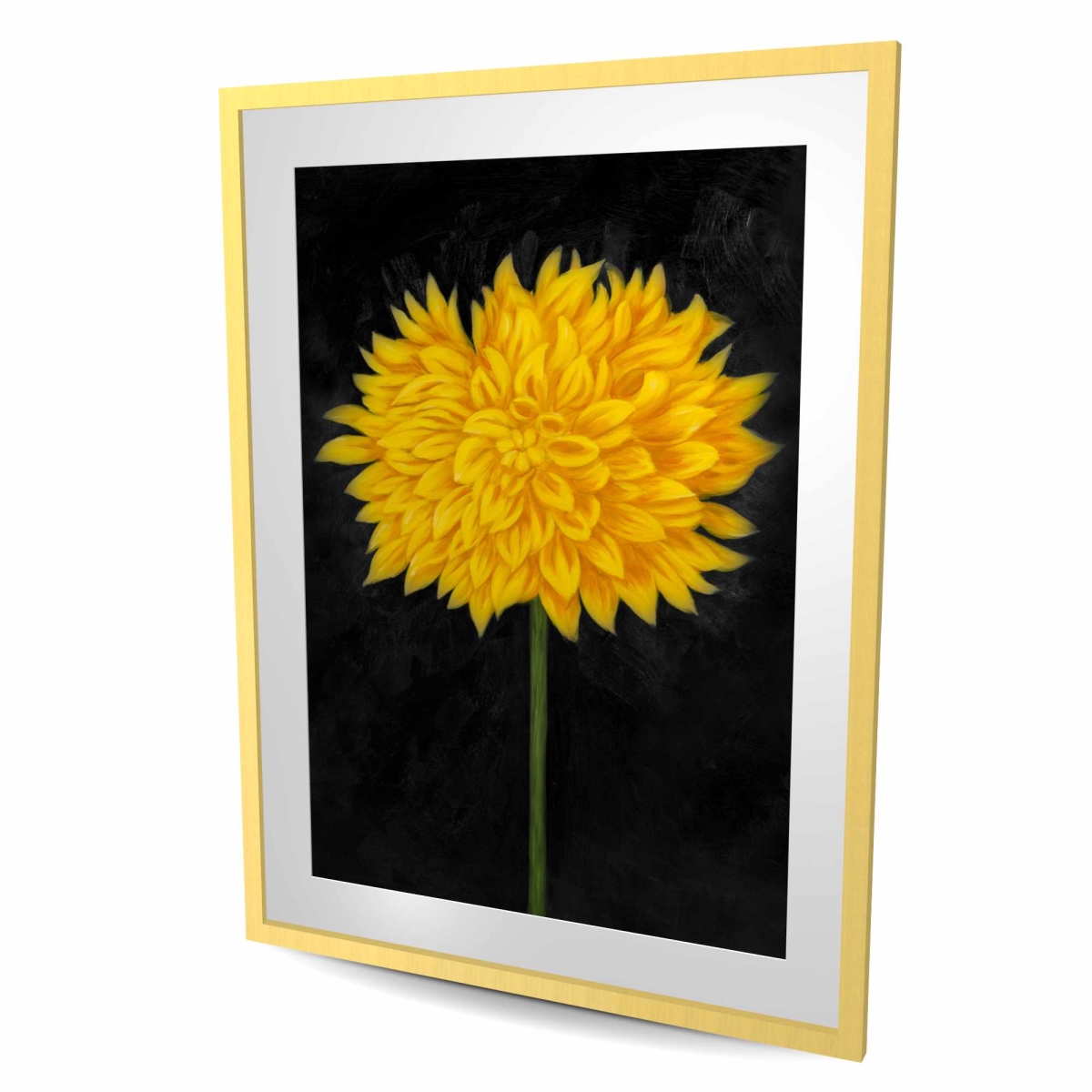 C1FM36487J70QD 36 x 48 in. Yellow Chrysanthemum - Black Rustic Framed Matted Print