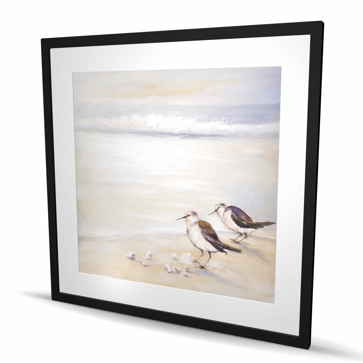 C1FM36363S5PC5 36 x 36 in. Two Sandpipers on the Beach - Framed Matted Print for Decor