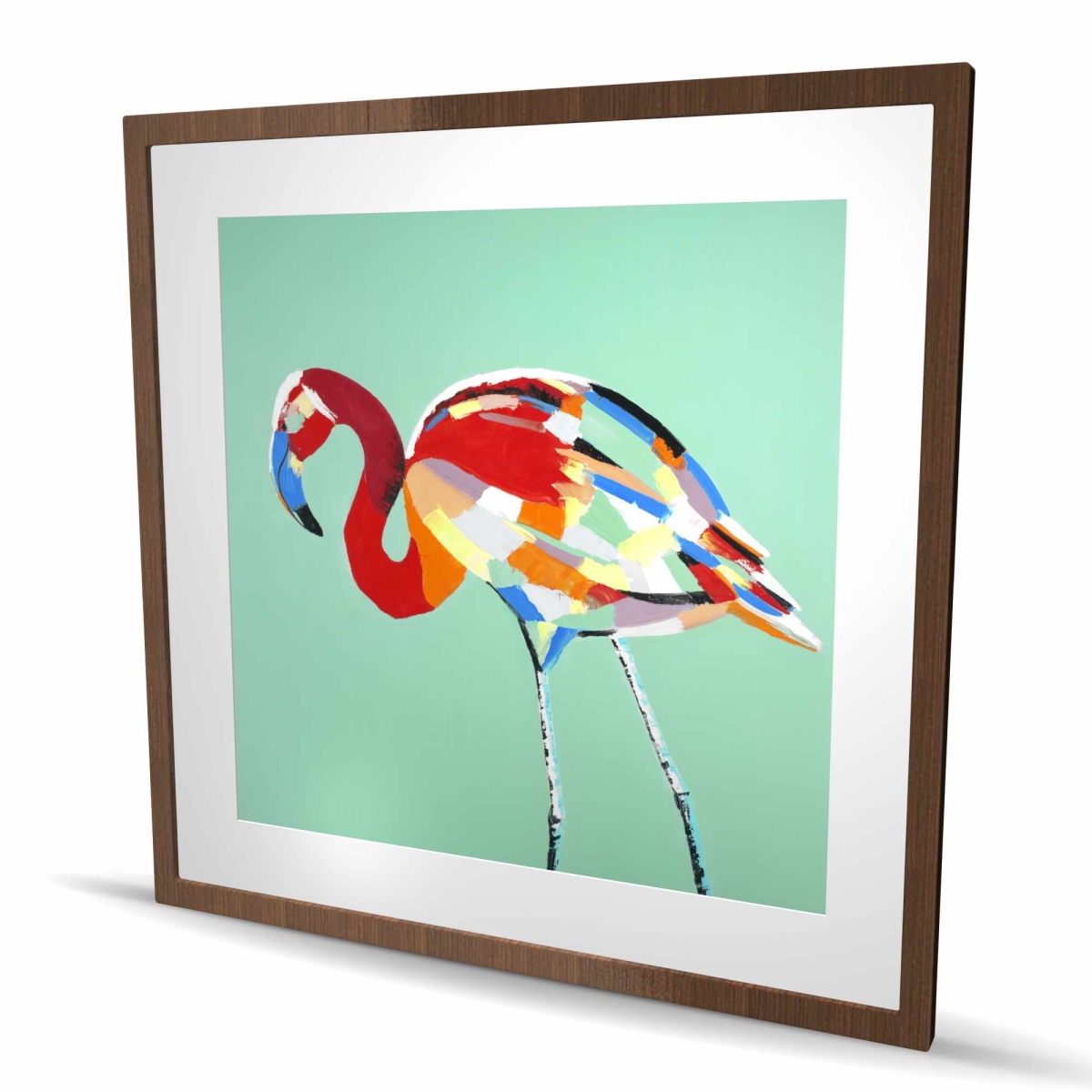 C1FM3636EOR3X5 36 x 36 in. Multicolored Flamingo - Exotic Feathers Framed Matted Print