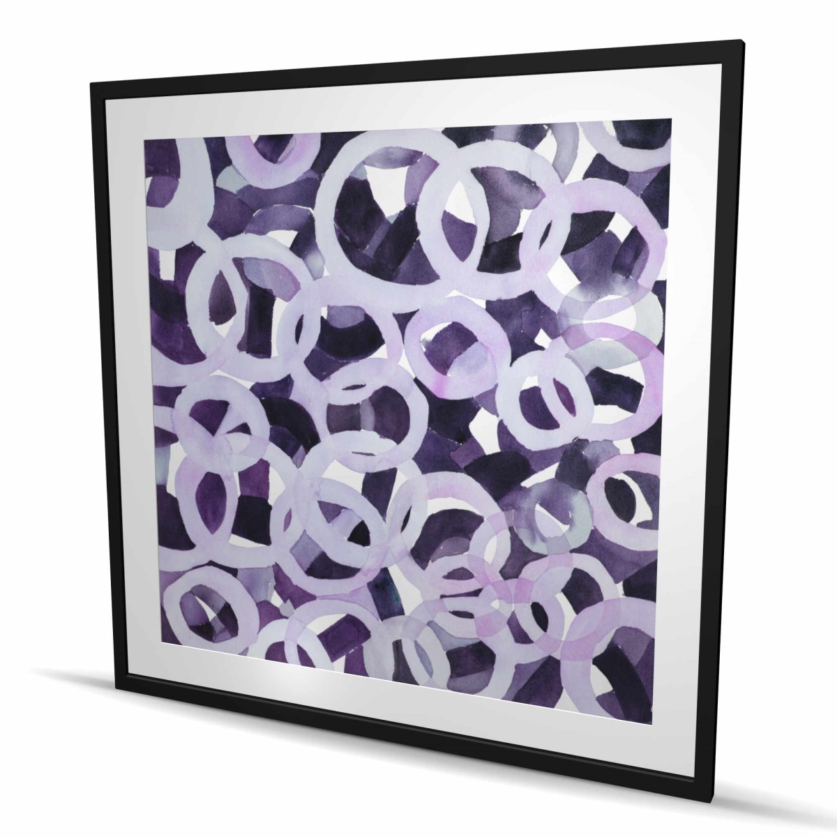 C1FM4848NIK1F5 48 x 48 in. Abstract Purple Circles - Bedroom Framed Matted Print Decor