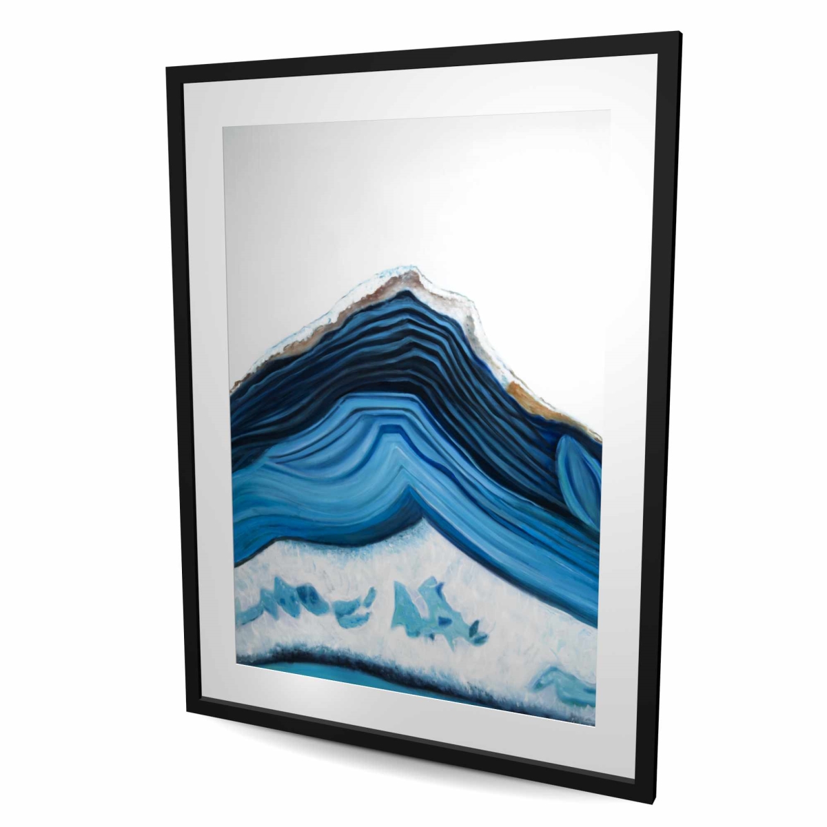 C1FM36481MHZG8 36 x 48 in. Blue Geode Profile - Hyperrealist Minerals Framed Print