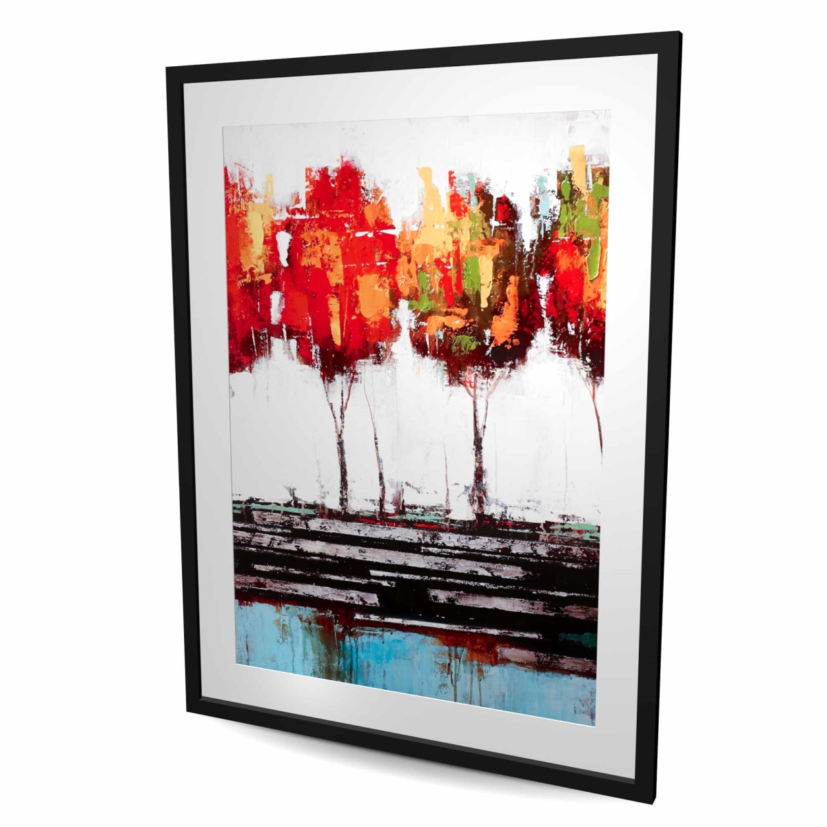 C1FM3648CLDZK3 36 x 48 in. Abstract Industrial Style Trees - Framed Matted Print Decor