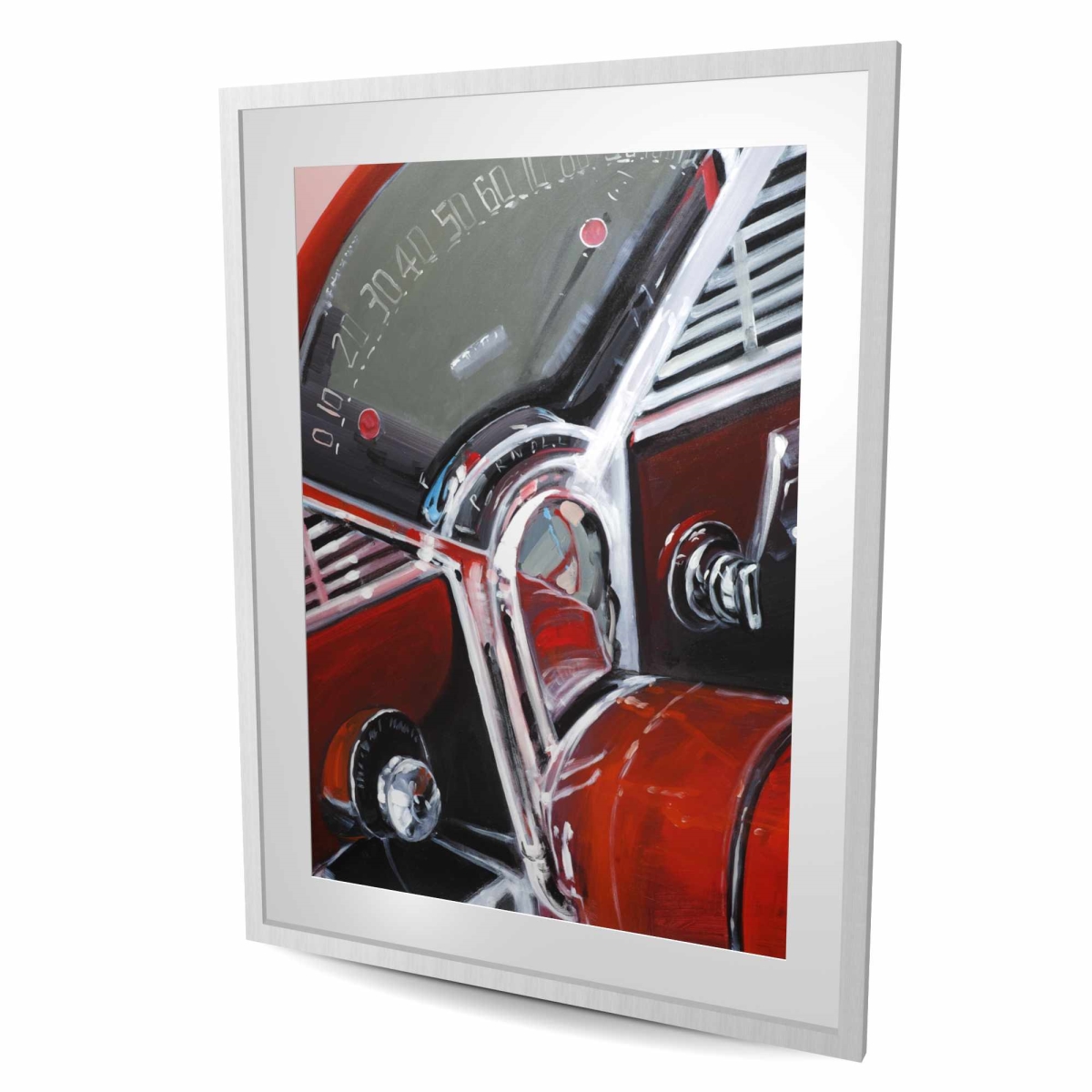 C1FM3648CPH2OA 36 x 48 in. Vintage Red Car Dashboard - Black Framed Matted Print Decor
