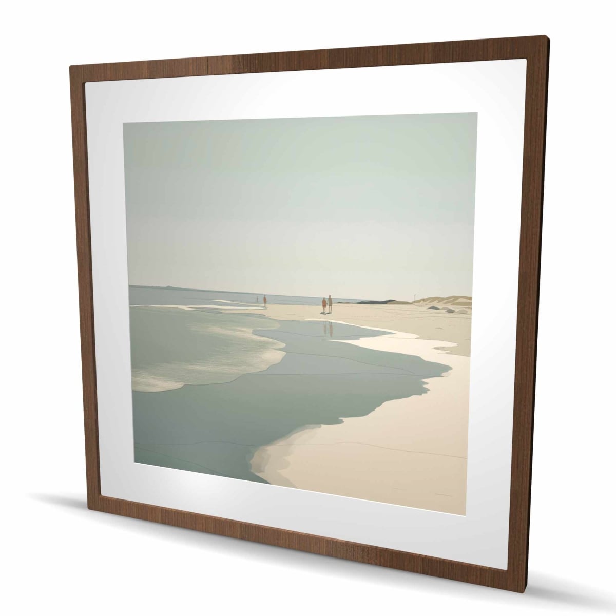 C1FM3636PHW7CG 36 x 36 in. Peaceful Walk - Coastal White Framed Matted Print for Decor