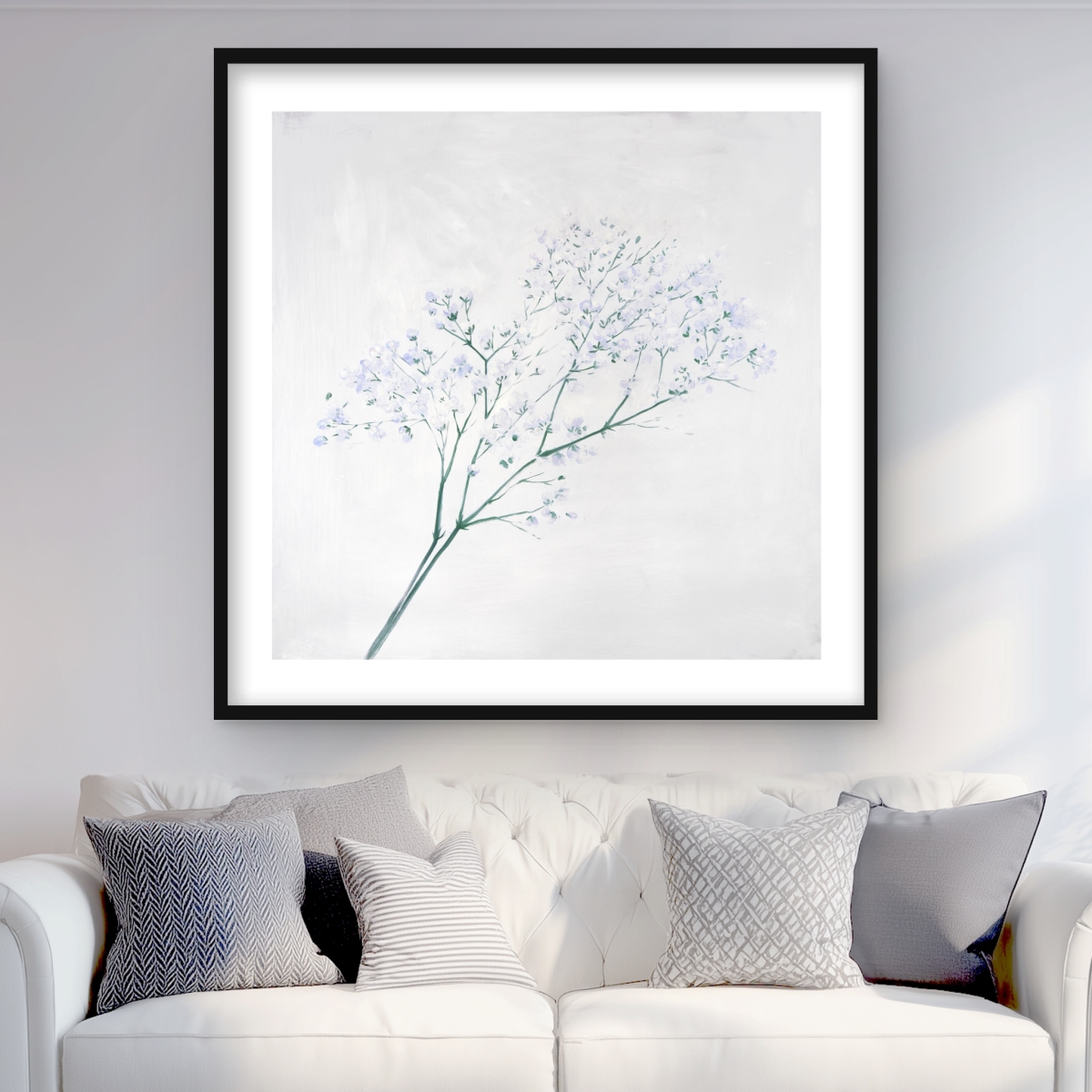 C1FM3636PO28IP 36 x 36 in. Bouquet of Flowers Babys Breath - Framed Matted Print Decor