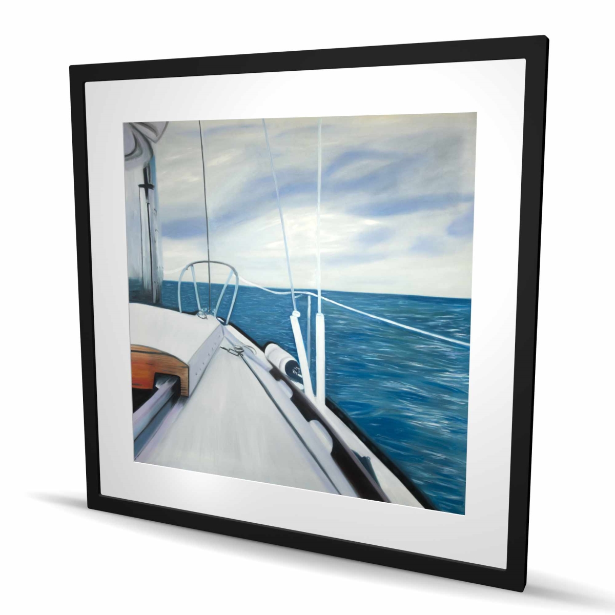 C1FM3636EHJ3G4 36 x 36 in. Sail on the Water - Boat Coastal Framed Matted Print Decor