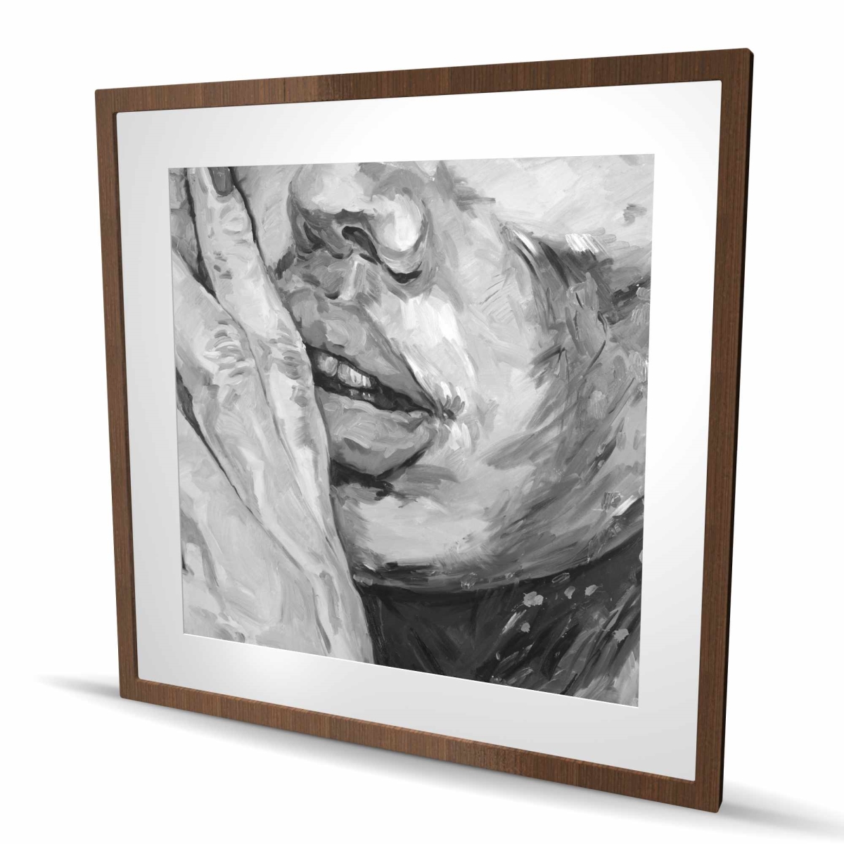 C1FM36365LS5VE 36 x 36 in. Luscious Lips Print - Figurative Gray Framed Home Decor