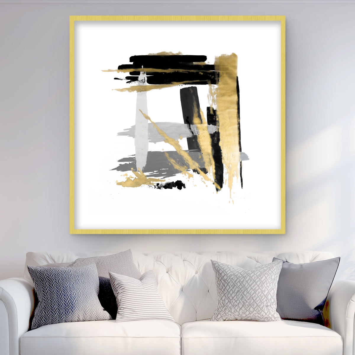 C1FM3636GRZWLG 36 x 36 in. Brush Strokes - Gray Abstract Framed Matted Print for Decor