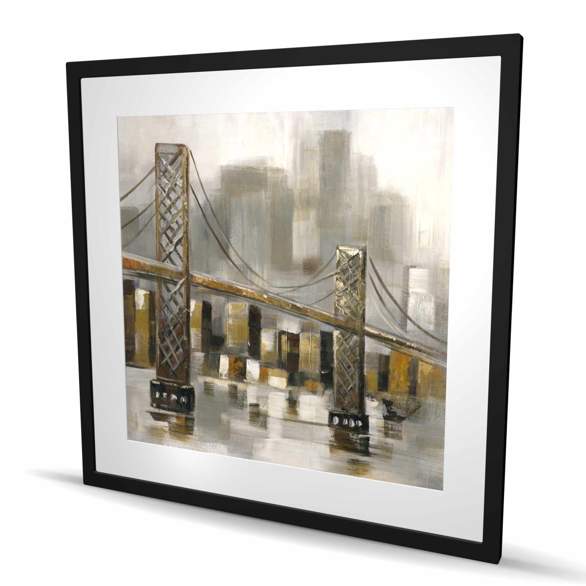 C1FM3636DB1SPR 36 x 36 in. Bridge by A Cloudy Day - Office Gray Framed Matted Print