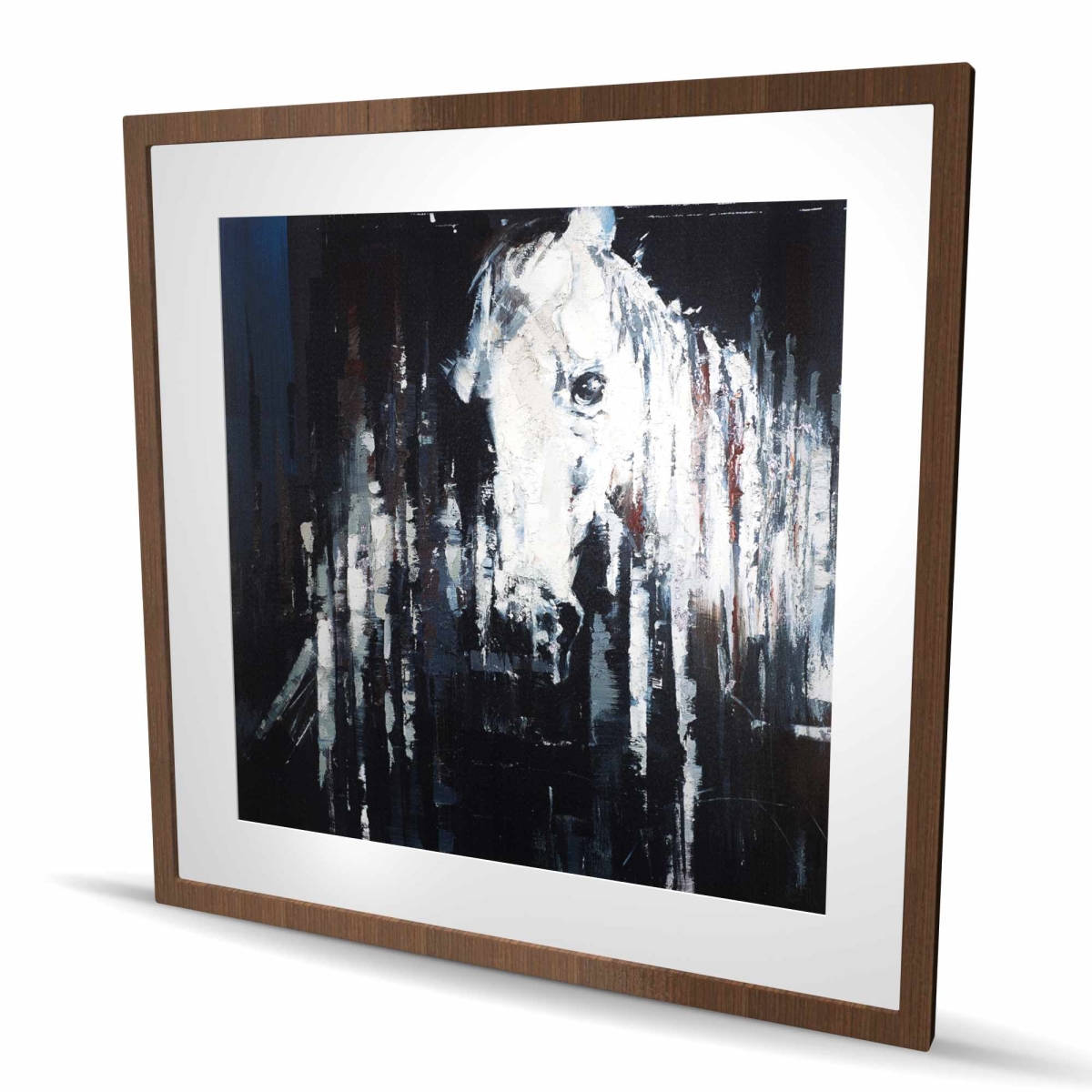 C1FM3636VS7RUQ 36 x 36 in. Abstract Horse Print - Office Blue Framed Matted Decor