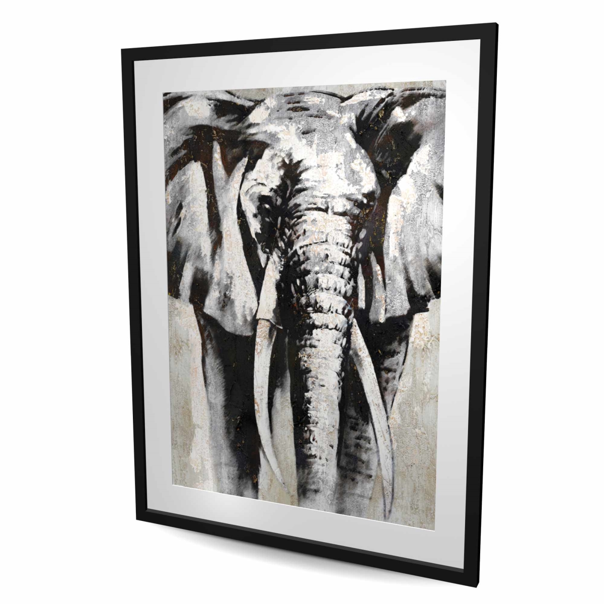 C1FM3648B4XH6C 36 x 48 in. Grayscale Elephant - Framed Matted Print for Bedroom Decor