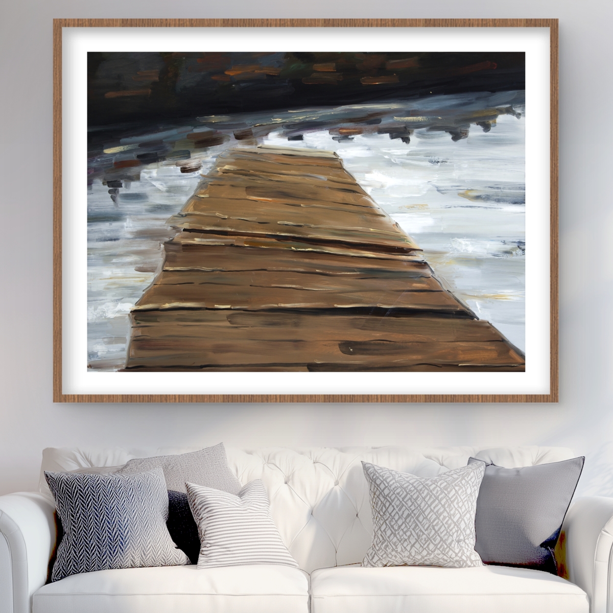 C1FM3648FRVAFC 36 x 48 in. Dock & Lake - White Bathroom Framed Matted Print Decor