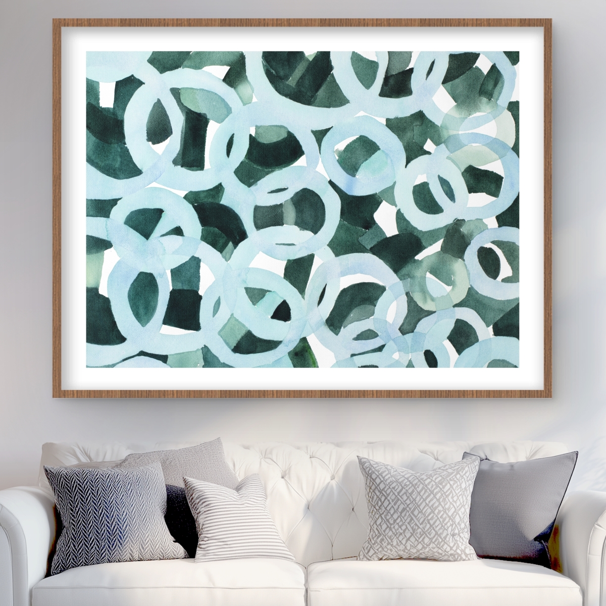 C1FM3648IGOAXY 36 x 48 in. Abstract Circles - Framed Matted Print for Home Decor