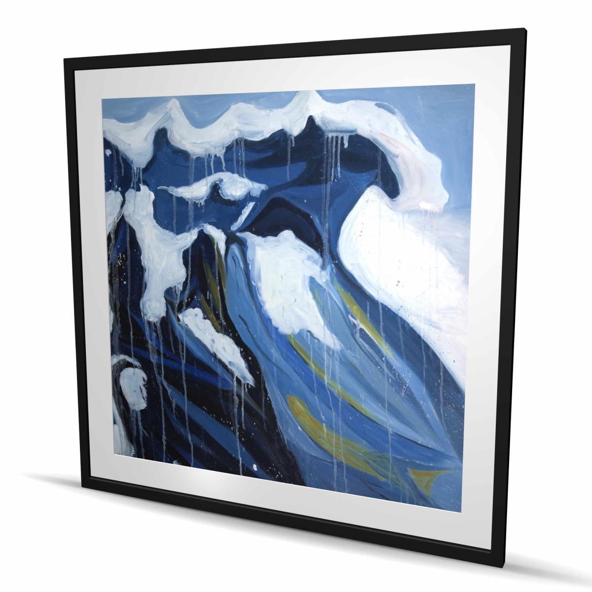 C1FM4848BCLGXH 48 x 48 in. Wave in Motion - Classic Blue Framed Matted Print for Decor