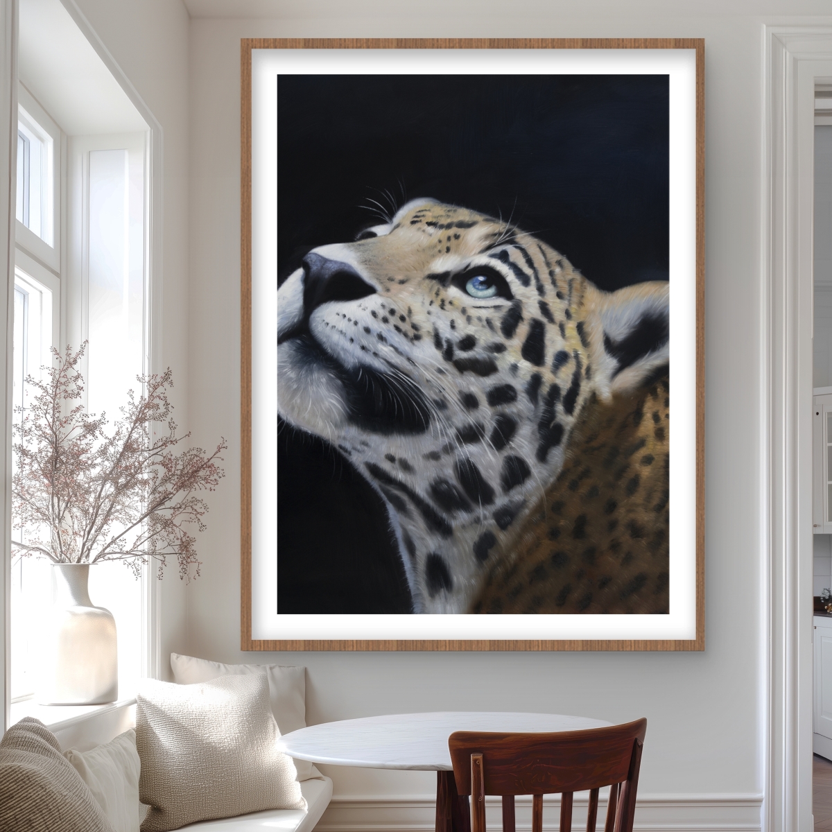 C1FM36489UERC4 36 x 48 in. Realistic Leopard Face - Framed Matted Print for Home Decor