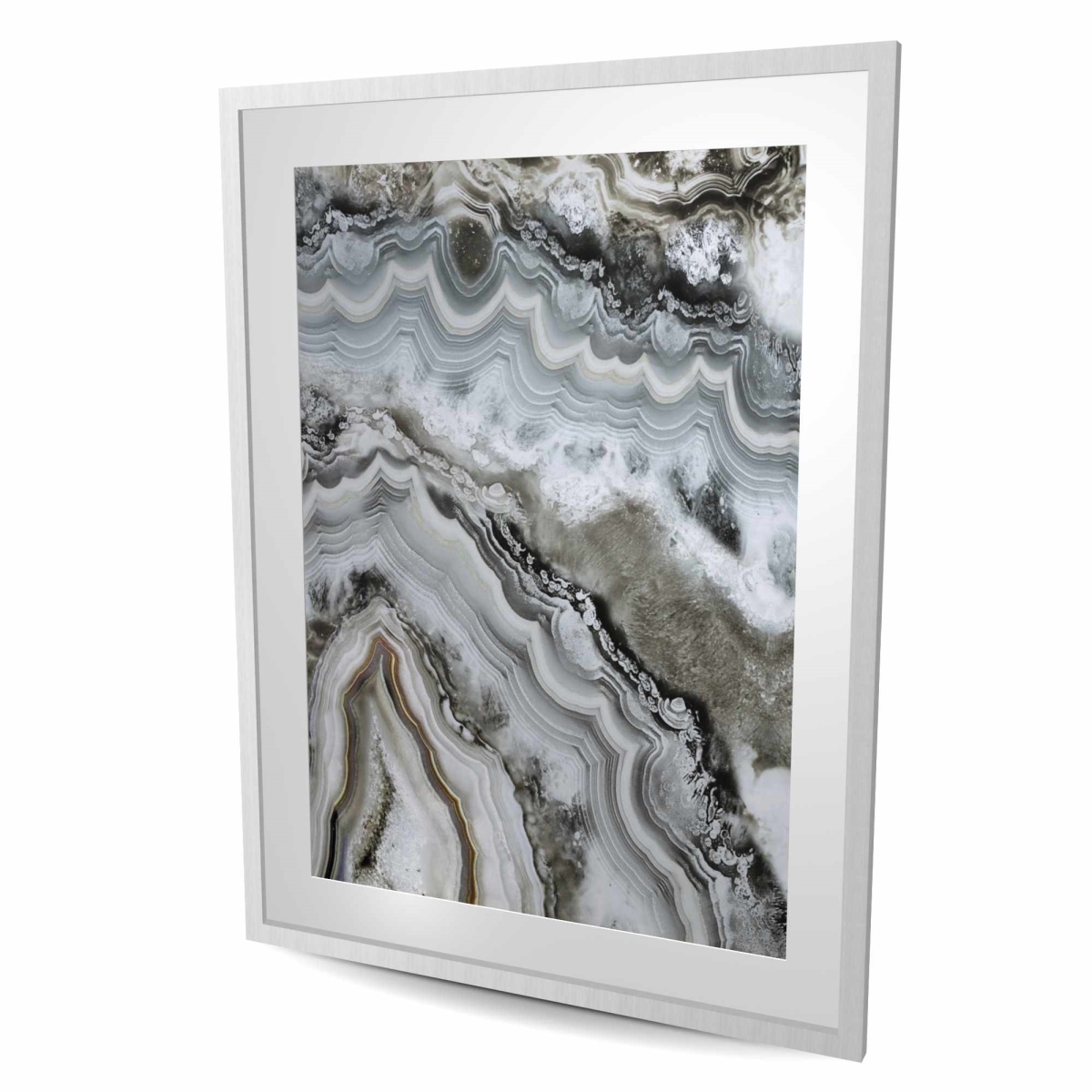 C1FM3648F4MM1P 36 x 48 in. Abstract Geode - Gray Framed Matted Print for Home Decor