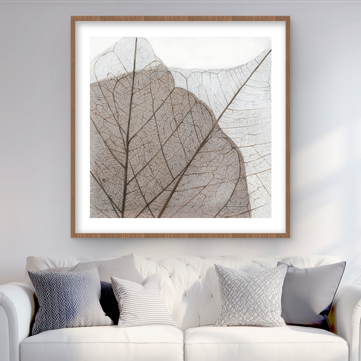 C1FM36367T1RNX 36 x 36 in. Translucent Dried Leaves Print - Beige Hyperrealist Decor