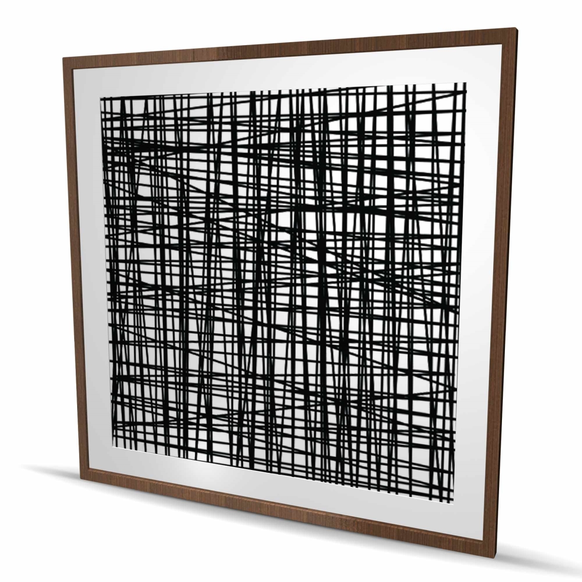C1FM4848AXLW43 48 x 48 in. Abstract Small Stripes - Framed Matted Print for Home Decor