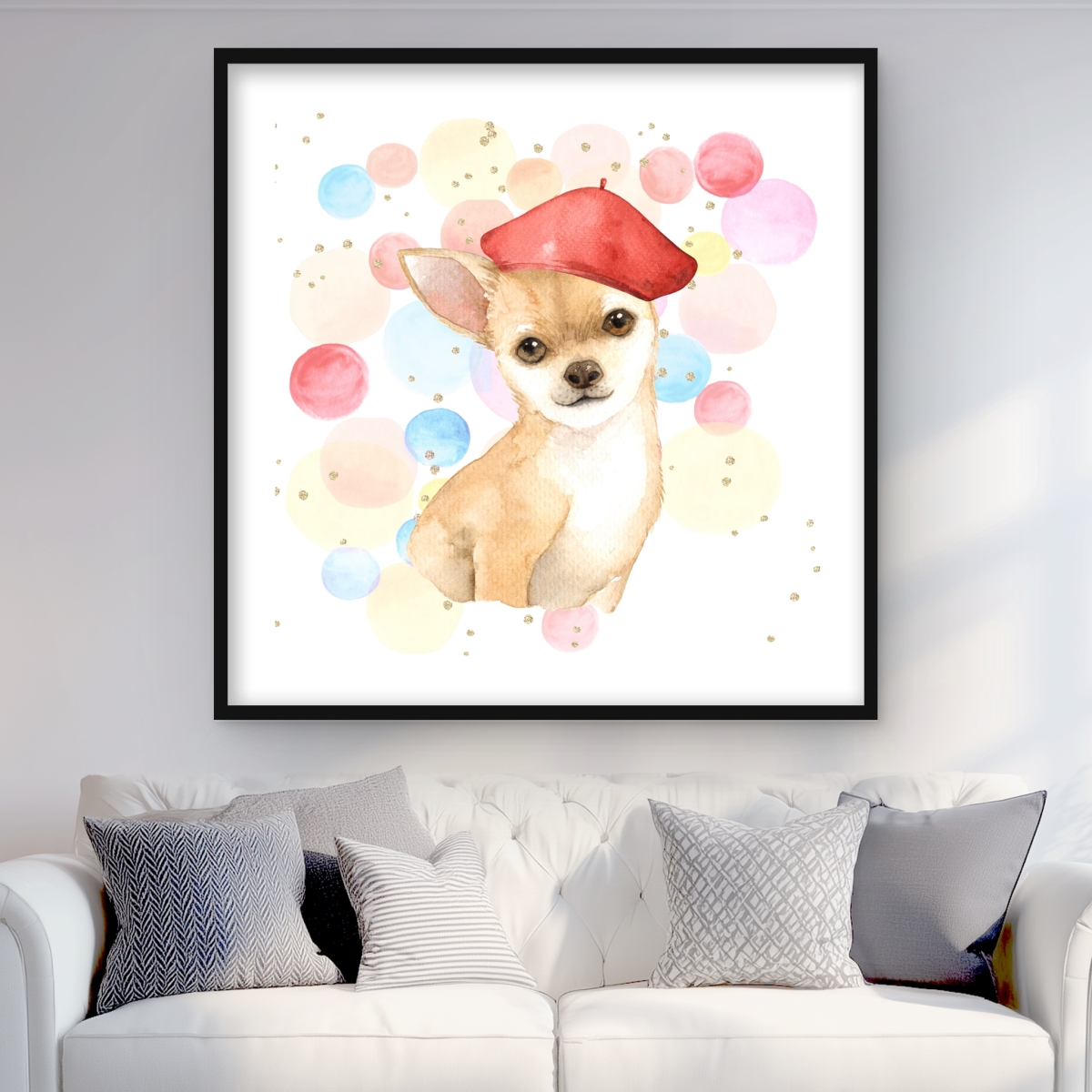 C1FM3636IPFA2B 36 x 36 in. Chihuahua Dog Artist - Bedroom Illustrative Framed Print