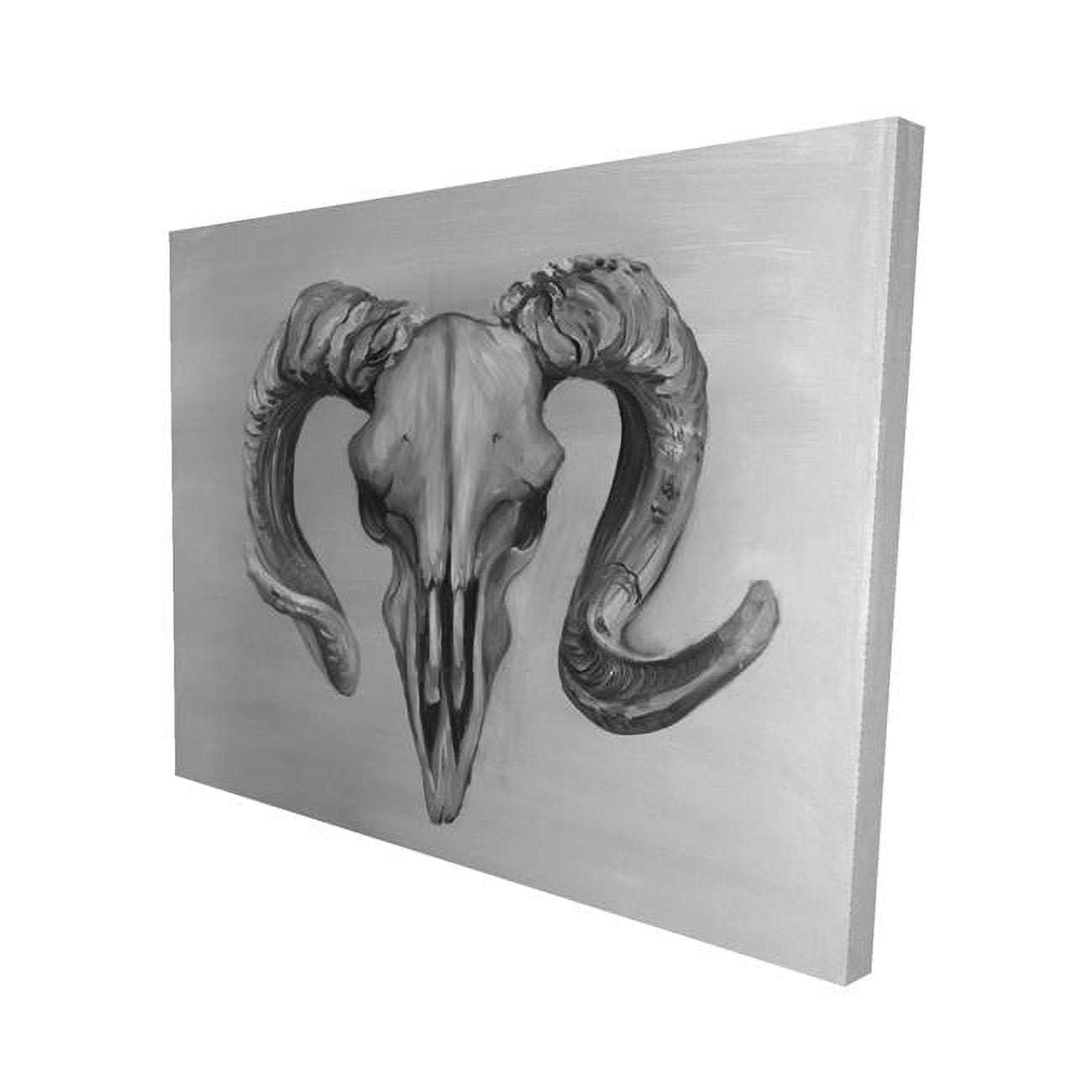 16 x 20 in. Greyscale Aries Skull-Print on Canvas