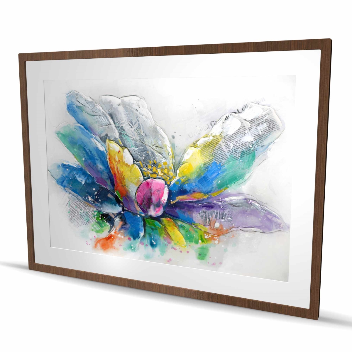C1FM3648D75NSV 36 x 48 in. Abstract Flower with  spaper - Framed Botanical Print