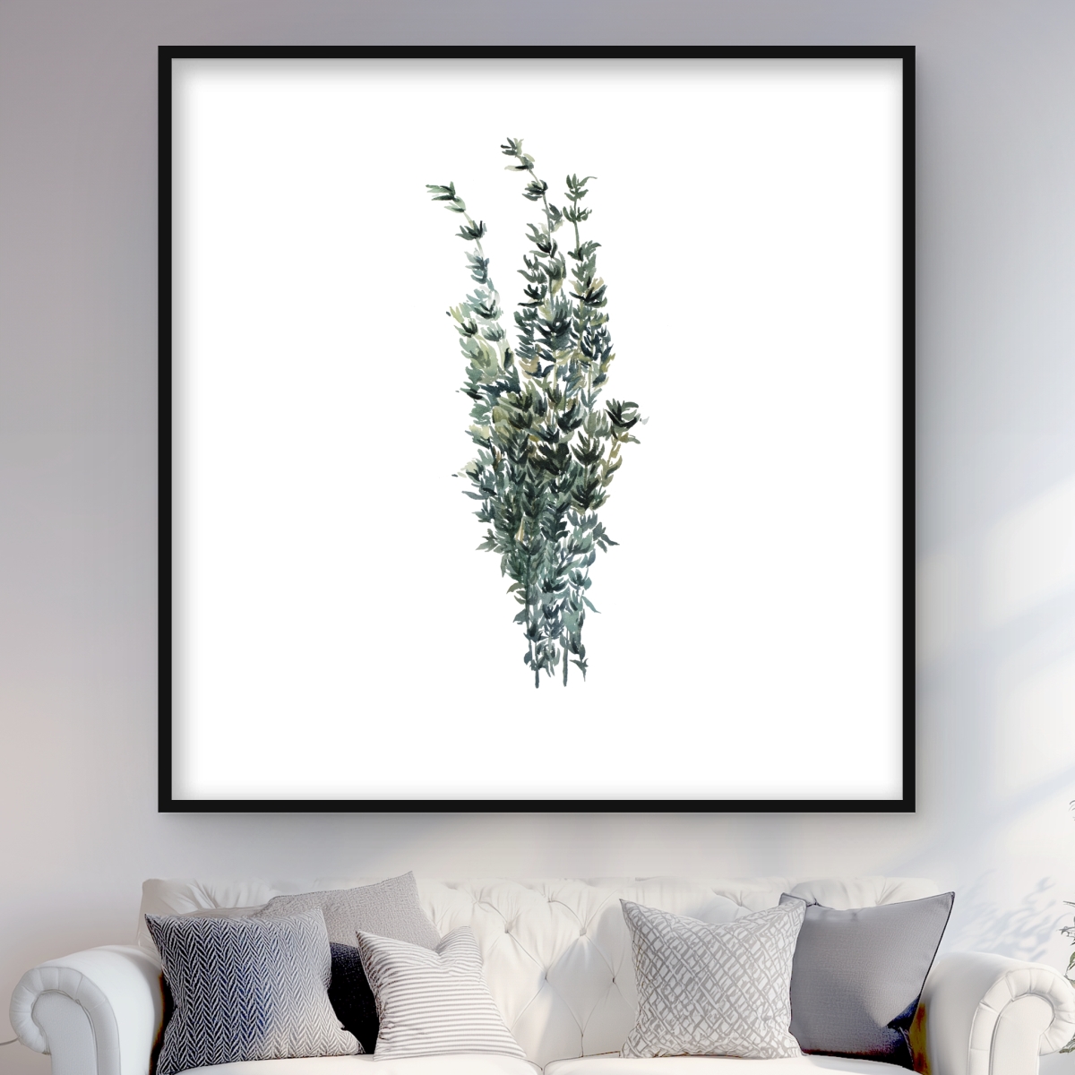 C1FM4848JHPNTN 48 x 48 in. Thyme Leaves Bundle - Illustrative Food Framed Print - Decor