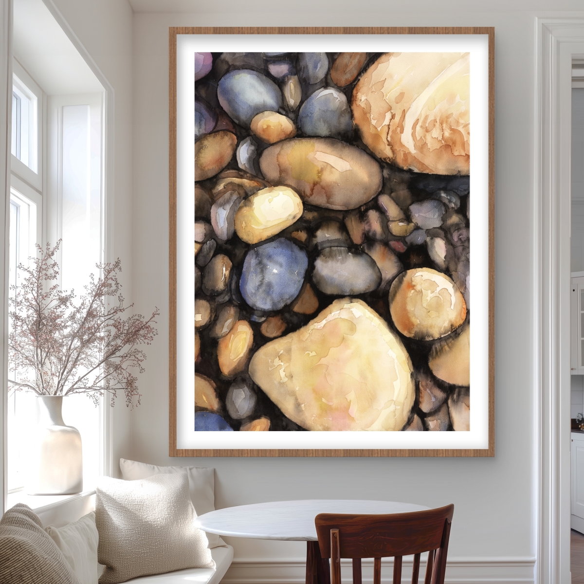 C1FM3648EJTKIR 36 x 48 in. Small Pebbles - Brown Still Life Framed Matted Print - Decor