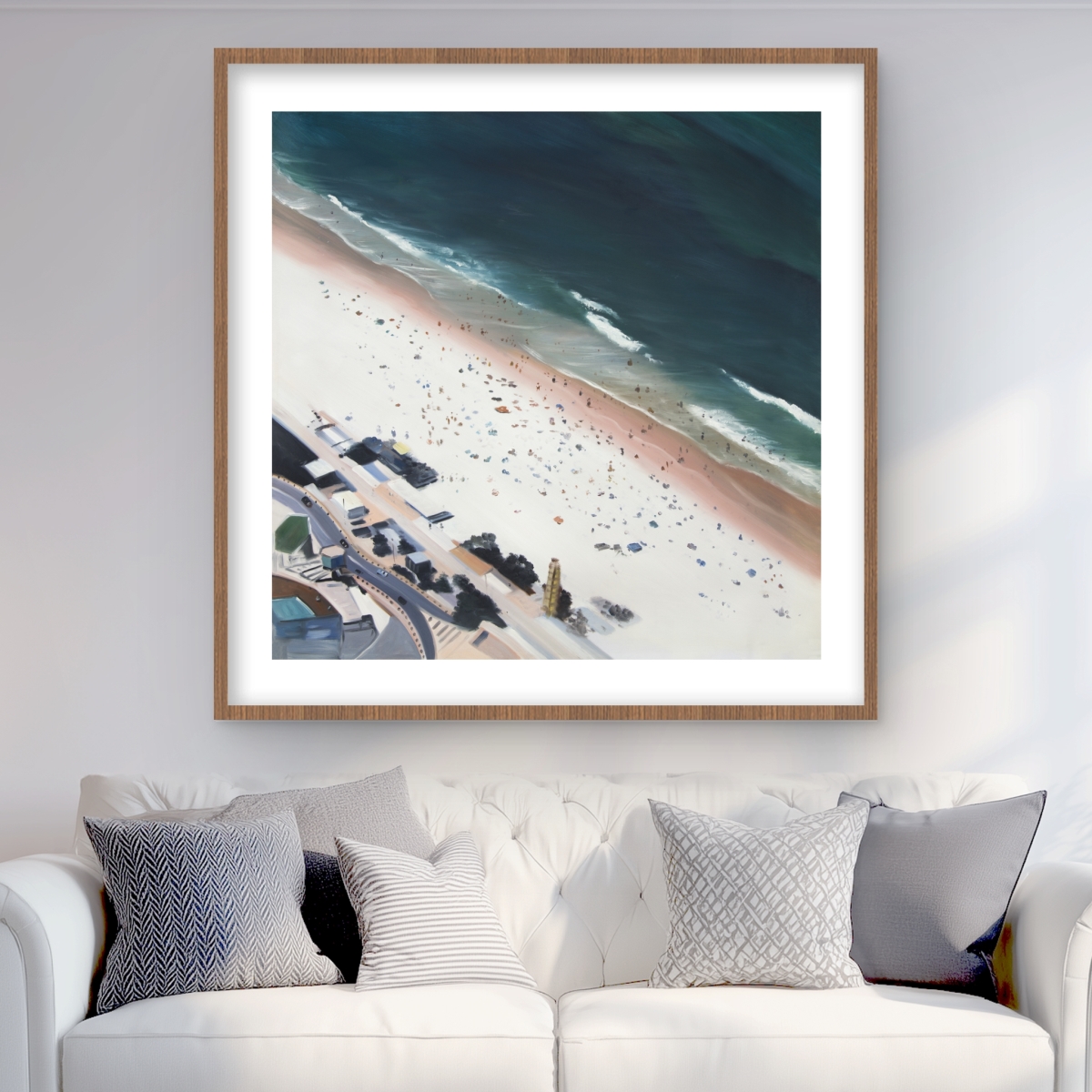 C1FM3636QFCOG5 36 x 36 in. Hot Day At the Beach - Exotic Coastal Framed Matted Print