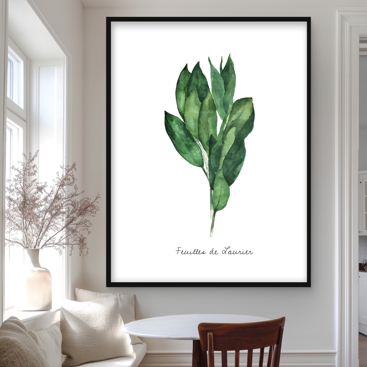 C1FM36482YV4P5 36 x 48 in. Bay Leaves Bundle - Framed Matted Kitchen Decor Print