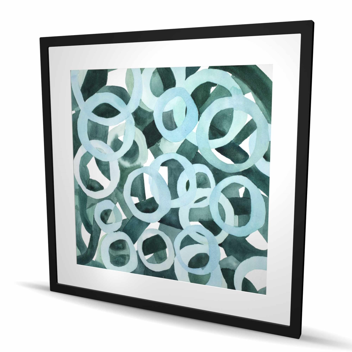C1FM3636L3FL2Q 36 x 36 in. Abstract Rings - Neo Mint Pattern Framed Matted Print Decor