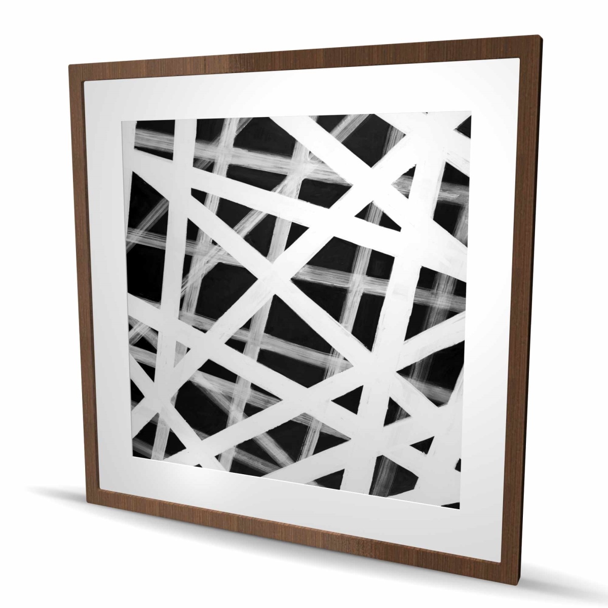 C1FM3636U6FRSB 36 x 36 in. Geometric Stripes - Monochrome Black Framed Matted Print