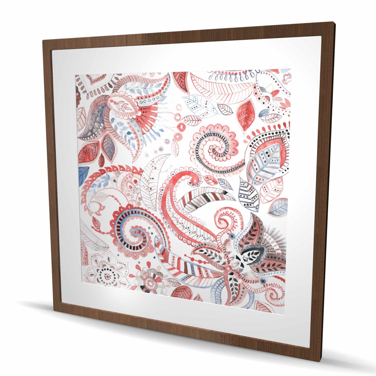 C1FM36365ULC77 36 x 36 in. Paisley Pattern - Framed Matted Print for Home Decor