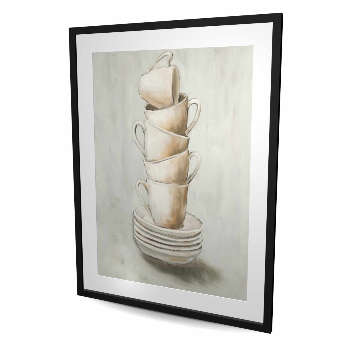 C1FM3648D9ICWC 36 x 48 in. Stacked Cups - Contemporary Kitchen Framed Matted Print