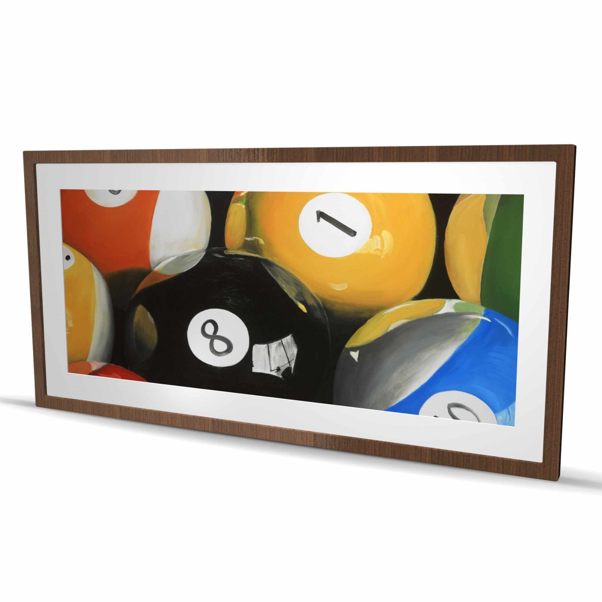 C1FM2448WR34ZE 24 x 48 in. Pool Balls Closeup - Man Cave Red Framed Matted Print Decor